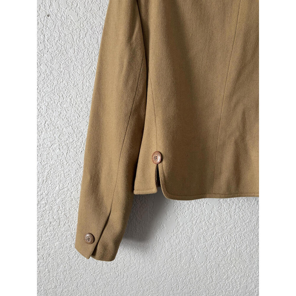 VTG 90s 100% Wool Orvis Cropped Blazer Camel Size 6 Woolmark - Picture 4 of 6
